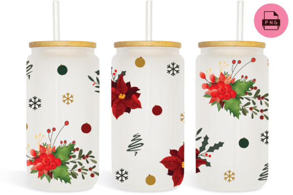 Christmas 16 Oz Libbey Can Glass Wrap Graphics & Print Templates