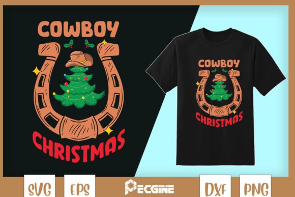 Christmas Cowboy Western Christmas Tree Graphics