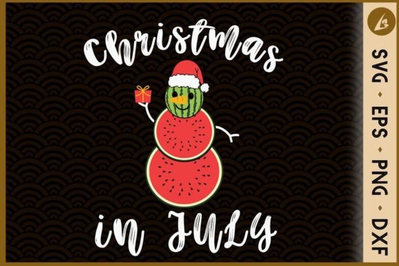 Christmas in July Watermelon Snowman Graphics
