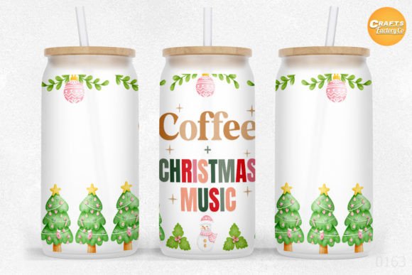 Coffee and Christmas 16 Oz Libbey Glass Graphics