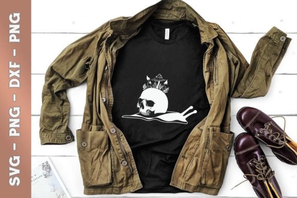 Skull on Snail Cottagecore Graphics & T-Shirt Designs