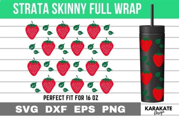 Strawberry Leaf, 16 Oz Strata Skinny Graphics for Crafts