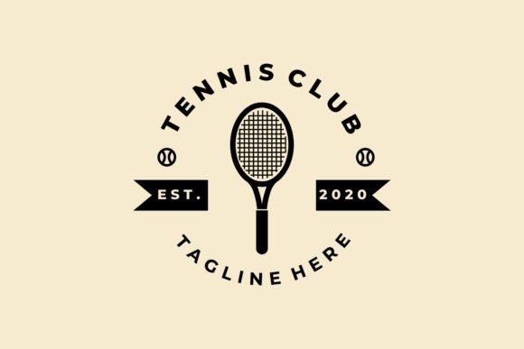 Tennis Rackets Badge Logo Template: Graphics & Logos for Crafters