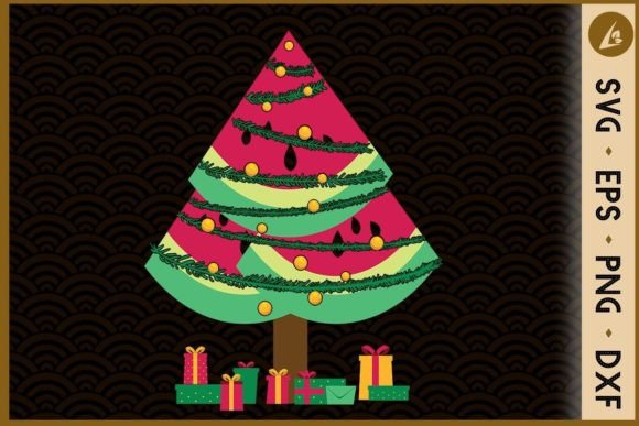 Watermelon Christmas Tree: Xmas in July Graphics & Crafts